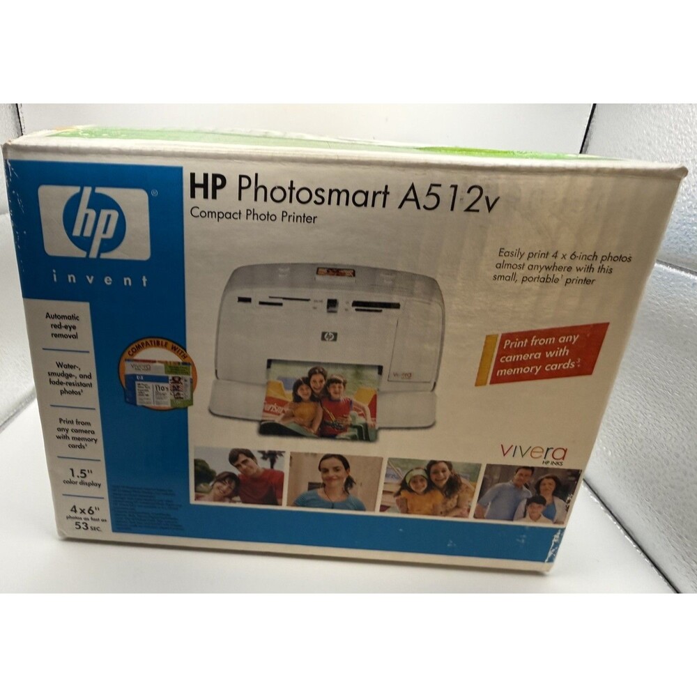 HP Photosmart A612 Portable Inkjet Photo Printer New Open Box.